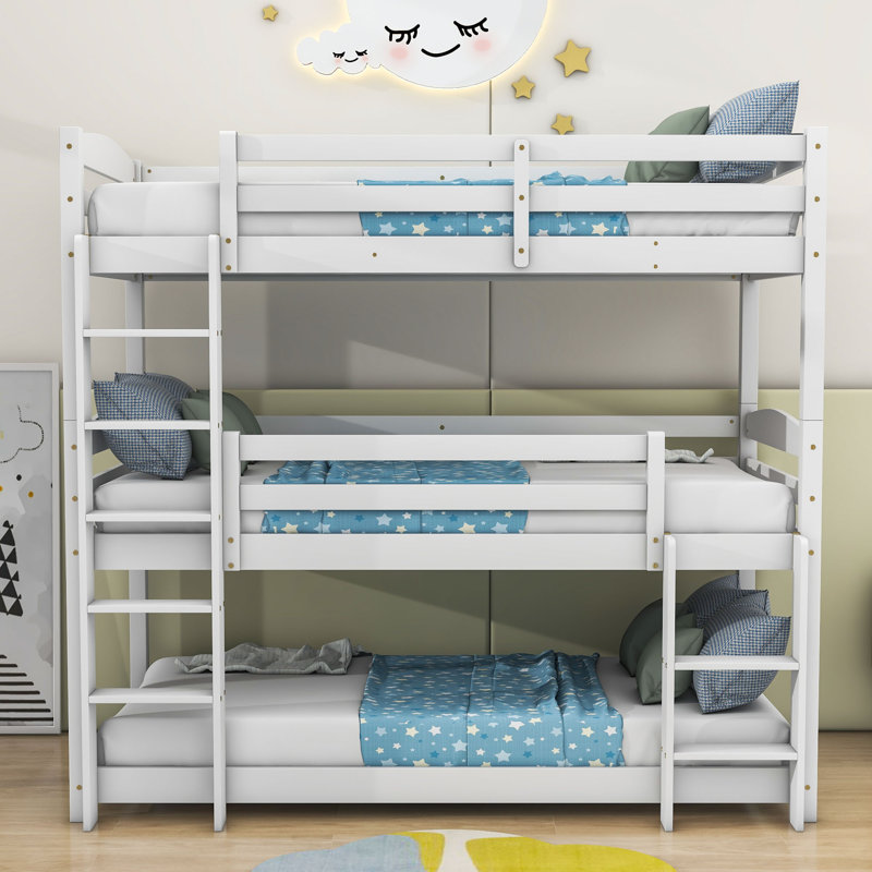 Bartev European Single (90 X 200 Cm) Etagenbett Standardbetten with Built-in Ladder Included, White