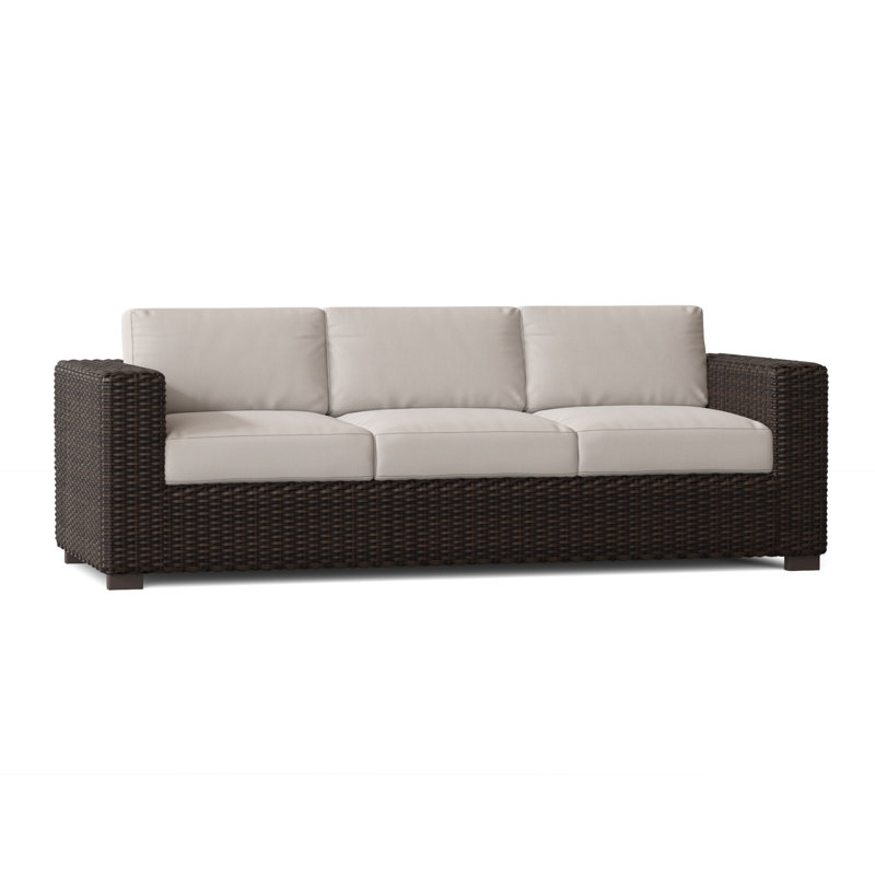 Montecito 93'' Wide Premium All-Weather Wicker Patio Sofa with Cushions, Pique Gravel Sunbrella®