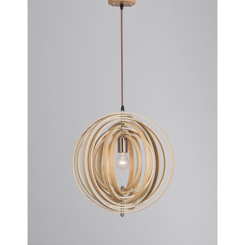 1 - Light Natural Wood Geometric Pendant