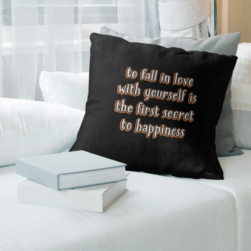 Oreiller amour vous, 14 po x 14 po, Noir / Orange