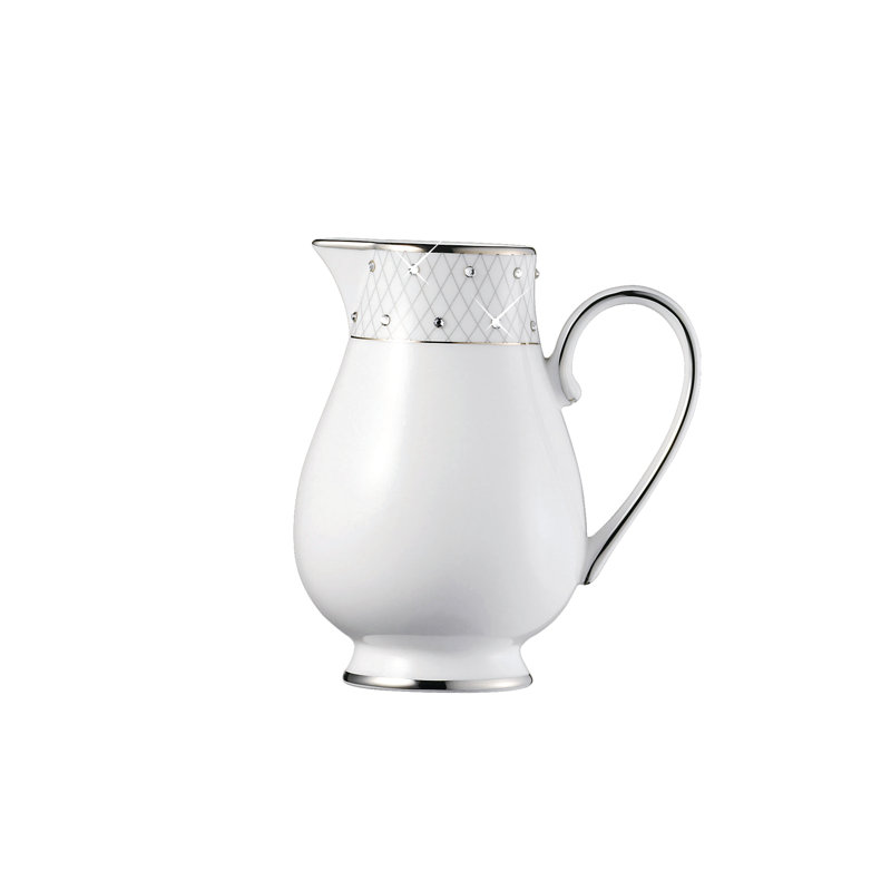 Hand Painted Creamer Bowl, Platinum/White