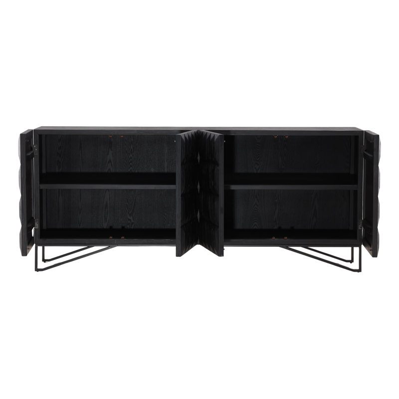 Polley 84" Reclaimed Pine Wood Sideboard, Antique Black