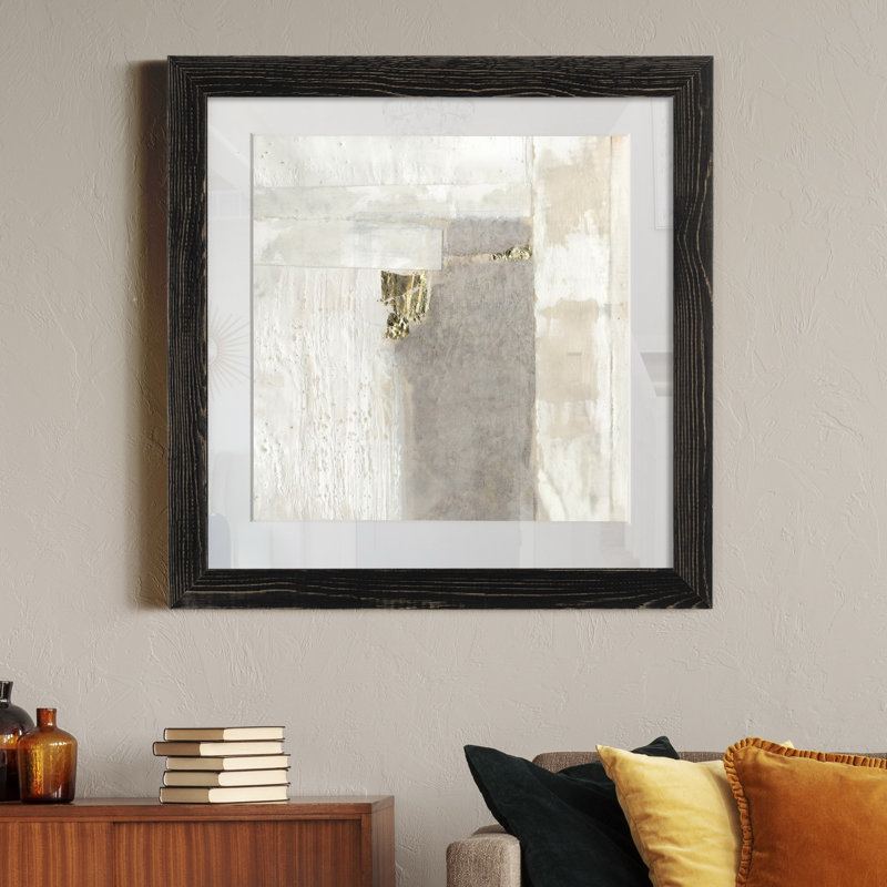 Or neutre II-impression sur papier, Cadre noir, H 35,5 po x l 35,5 po x P 1,5 po