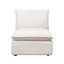 Ivy Armless Chair In White Faux Shearling W/ Feather Down Seating