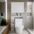 Over the Toilet Storage Cabinet with 2 Barn Door & Toilet Paper Holder Stand, Shelf Adjustable, White