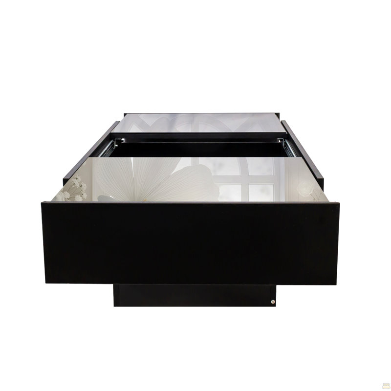 Coffee Table with Sliding Tabletop, Center Table with Hidden Storage Compartment, Black