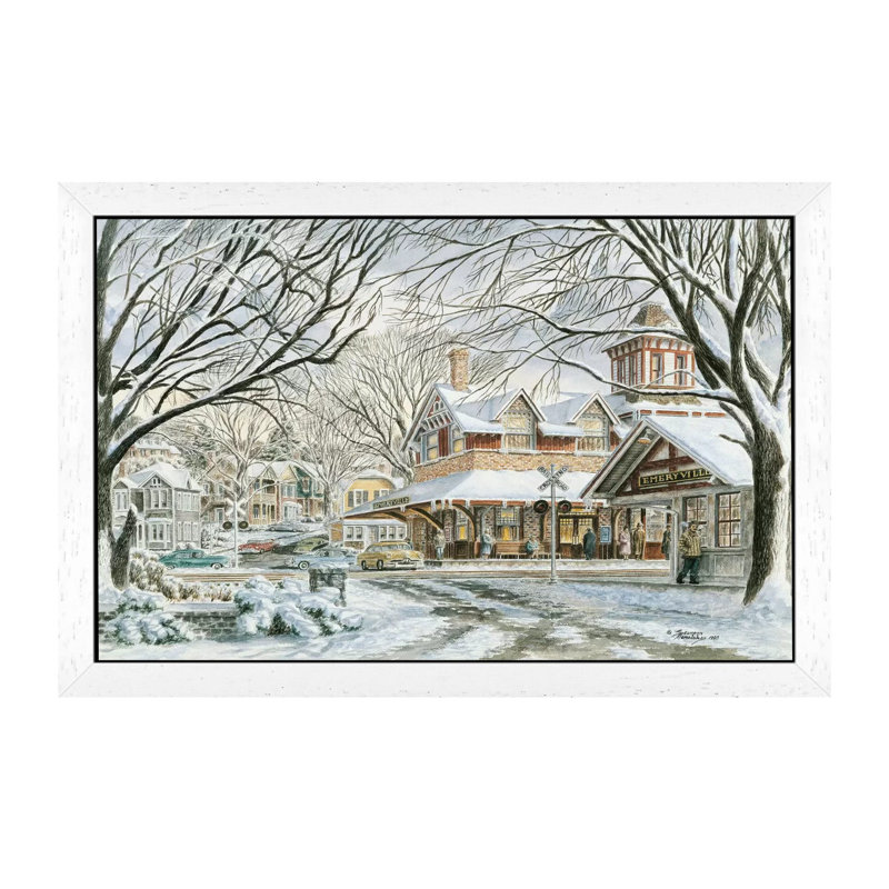 Waiting For The 4:15 by Stanton Manolakas - Print on Canvas, 101.6 cm H x 66.04 cm W, White Framed