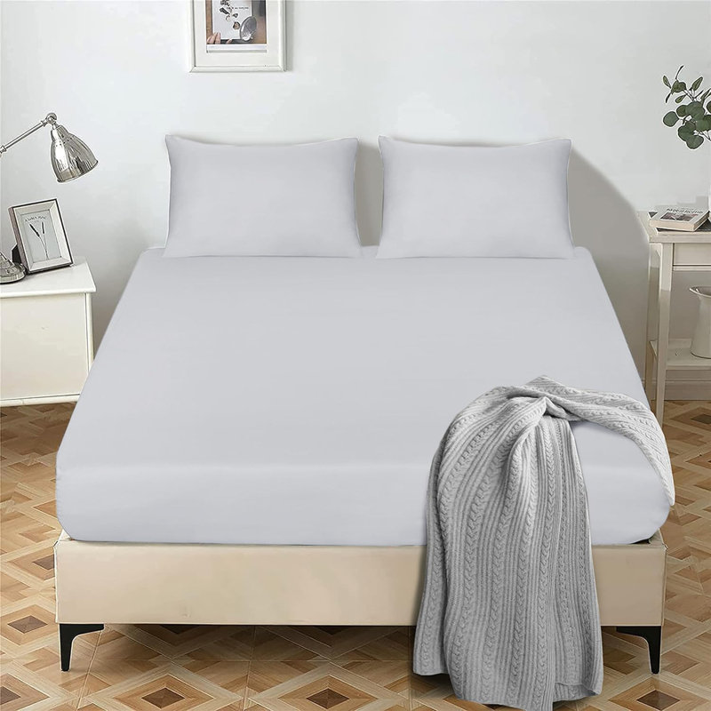 Rylynne Microfiber Fitted Sheet, Silver, Double