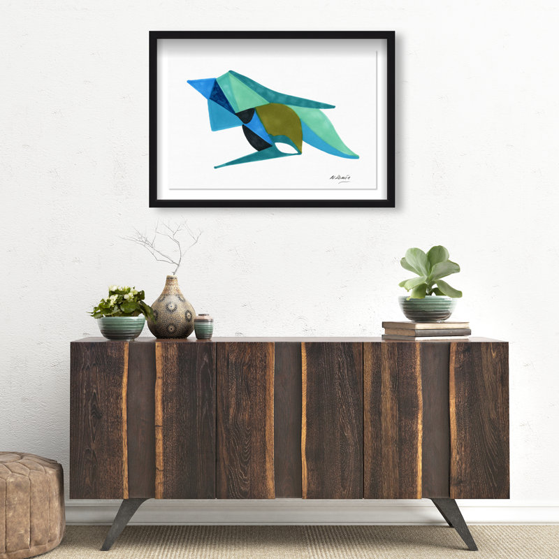 Manuel Roman - Azules y Aquas Shadowbox Abstract Print by Oliver Gal, Black Frame, 15 x 10, 11.5"H x 16.5"W, Black Shadowbox
