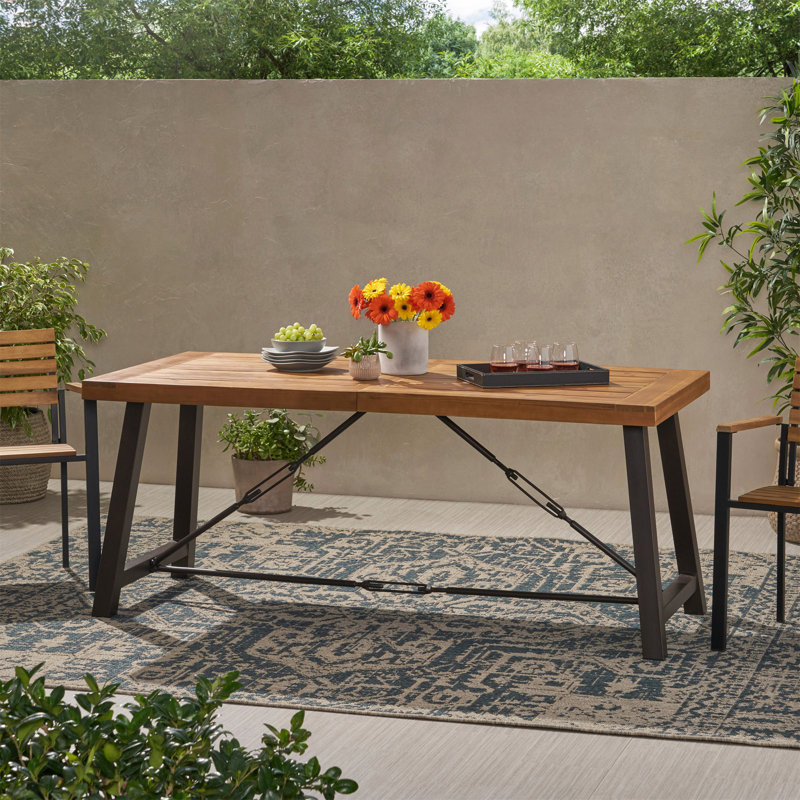 Table de salle à manger d'extérieur en bois d'acacia