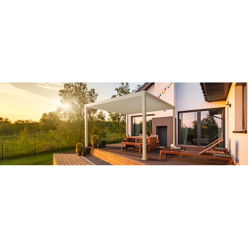 Injum 6m x 8m Aluminum Pergola, White, 250cm H x 300cm W x 300cm D