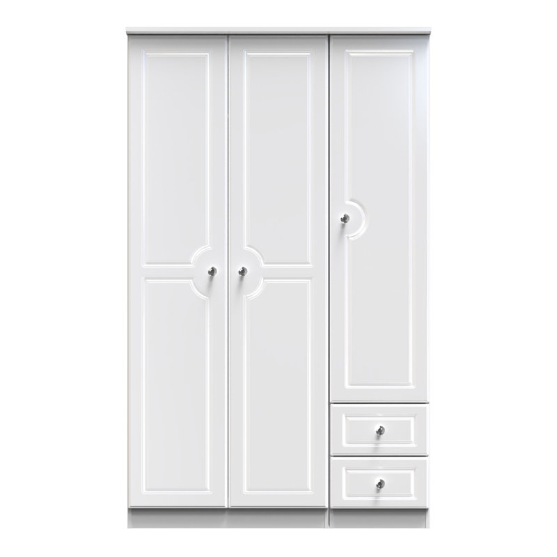 Conover Tall Triple Small Drawer Wardrobe, White Gloss/White