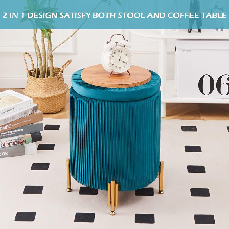 Ozite Velvet Ottoman, Teal 