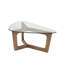 Table basse 28 po en bois de pacanier avec verre moderne de 42 po de largeur