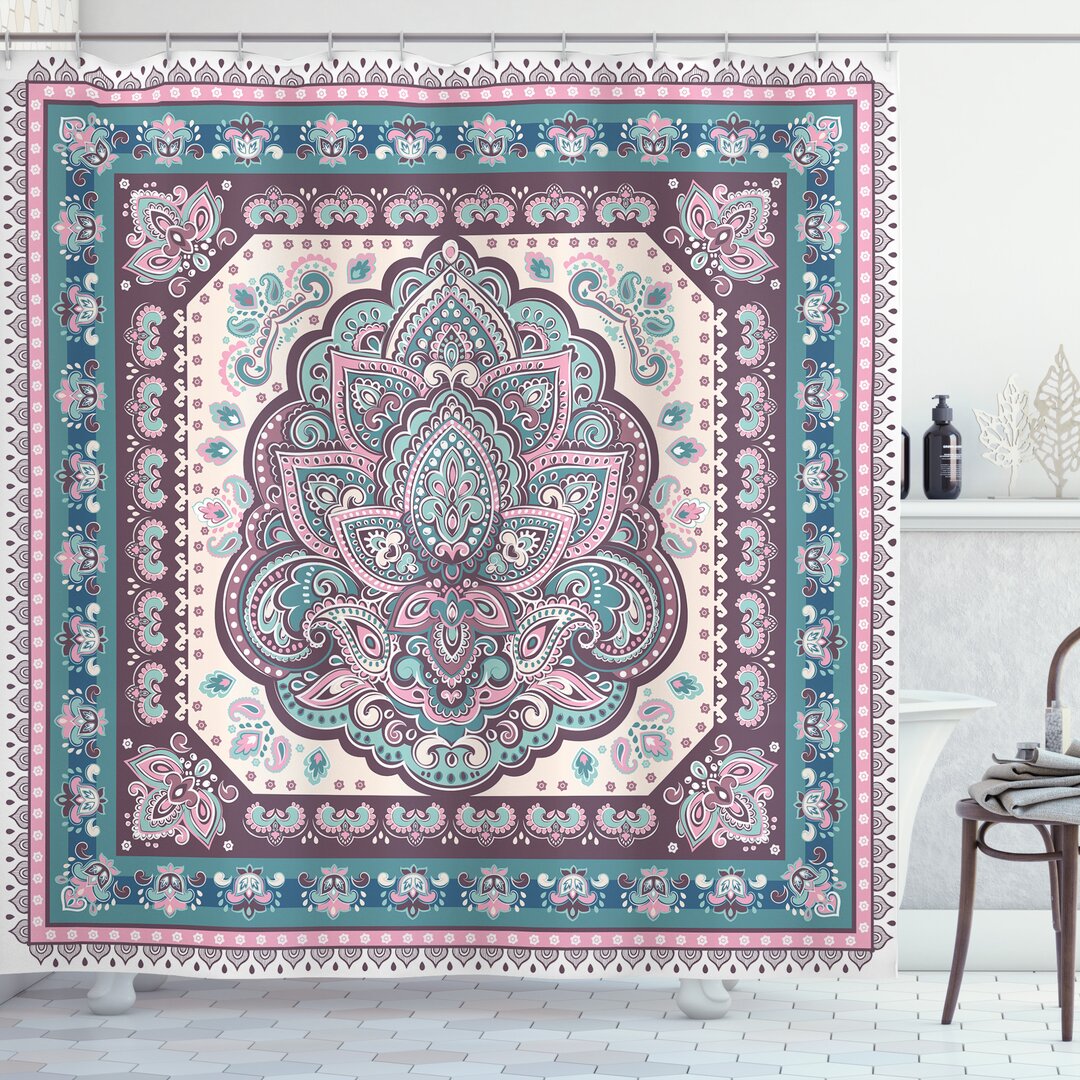 Duschvorhang, Paisley Oriental, Ethnisch, Pale Pink Lila