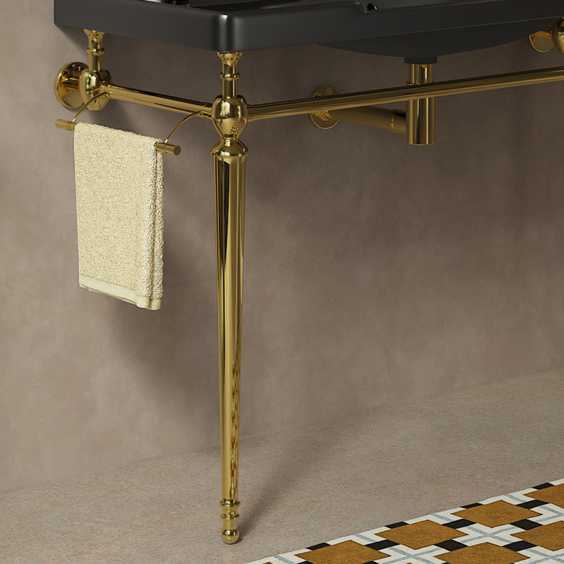 Pieds de meuble-lavabo autoportants en fer 48 po avec barre à serviettes amovible Miles