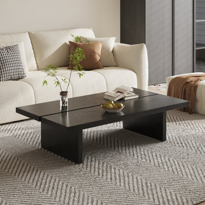47'' Rectangular Wooden Coffee Table, Farmhouse Coffeee Table For Living Room, Home Office, Apartment
