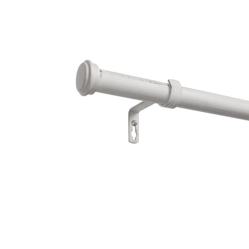 Tringle à rideaux simple réglable en fer 1 po Topper, 36 po - 72 po, Blanc patiné