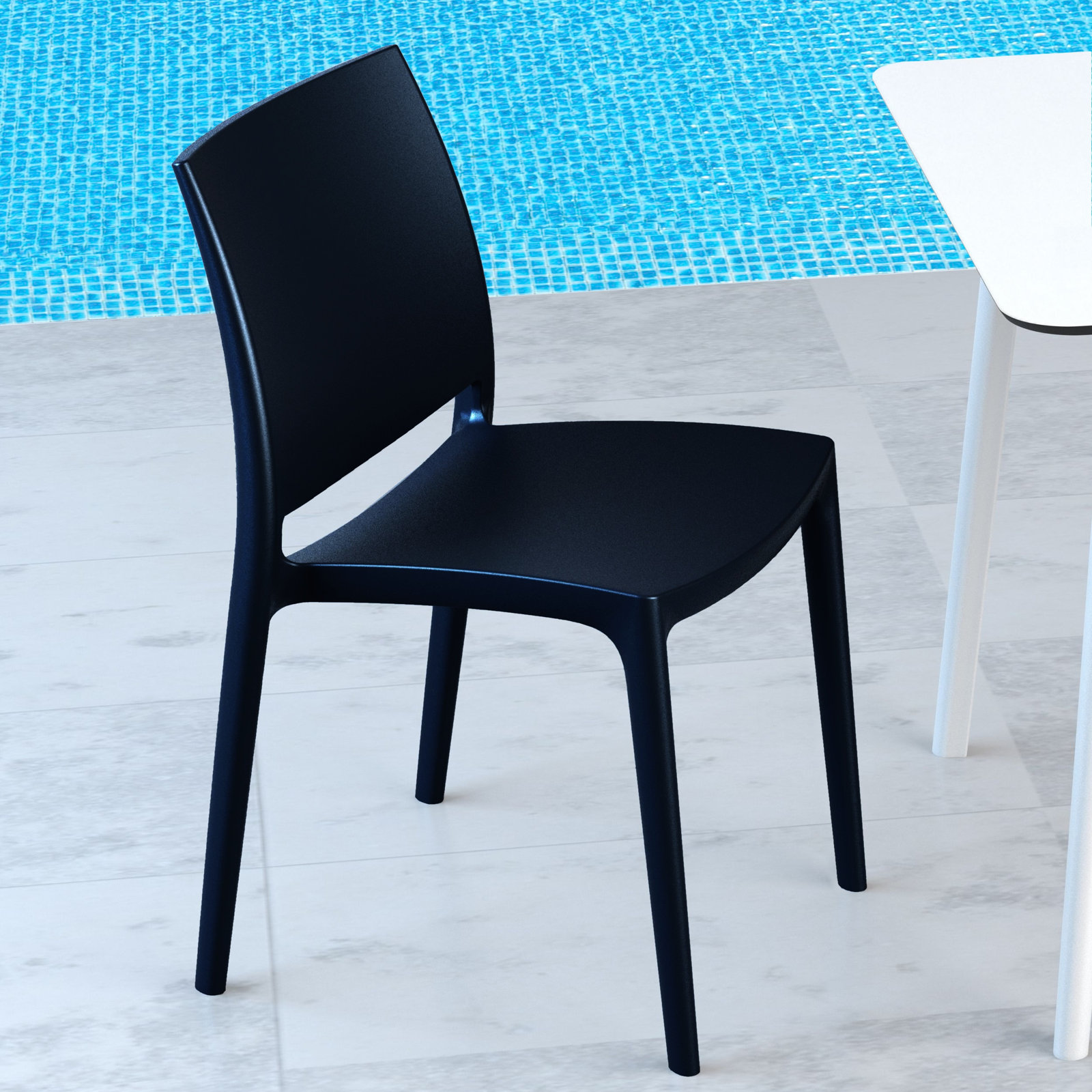 Burt Stackable Patio Side Chair, Black