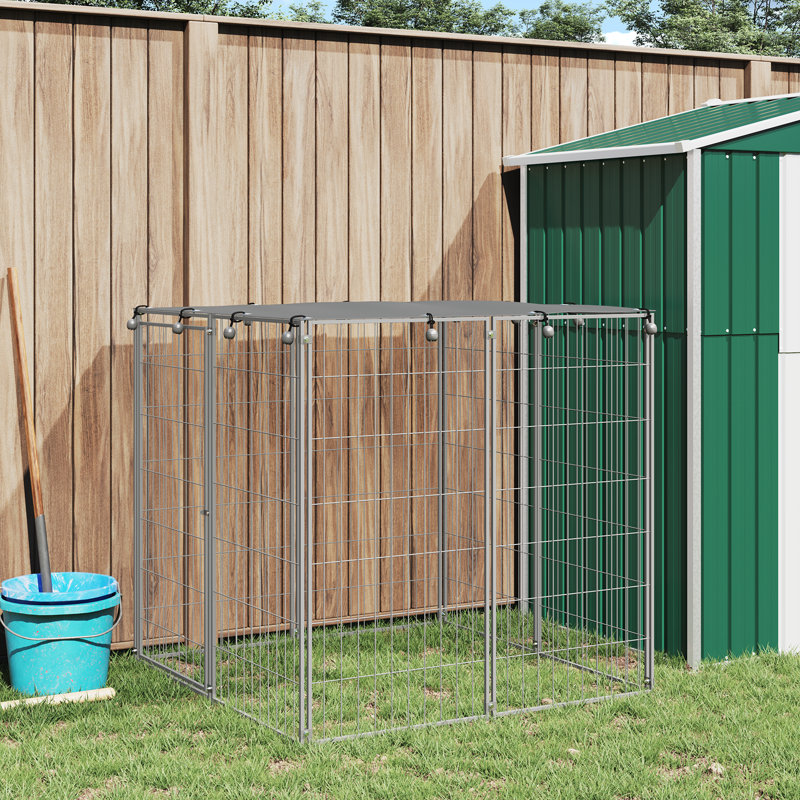 Dog Kennel, Silver, 43.3" H x 129.9" W x 43.3" D