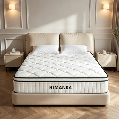 Matelas hybride mi-ferme de 25 cm (10 pouces) livré dans une boîte, avec ressorts ensachés, isolation des mouvements, soutien des bords, housse en tricot respirant, CertiPUR-US
