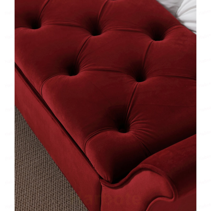 Banc capitonné vintage de 165 cm de long, pouf de rangement recouvert de velours au design rétro classique, repose-pieds moderne du milieu du siècle pour salon