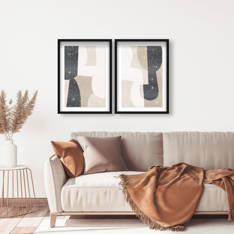 El Modernista Set Shadowbox Abstract Print by Oliver Gal, Black Frame, 10 x 15, 21.5"H x 31.5"W, Black Shadowbox