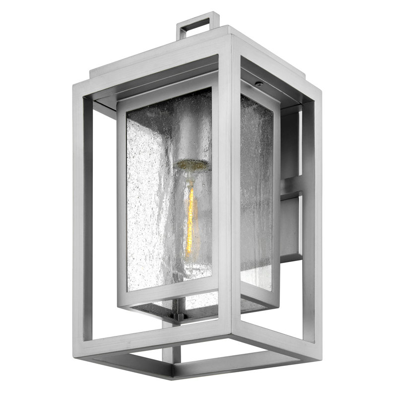Medium Wall Mount Lantern, 12" H x 7" W x 6.75" D, Satin Nickel