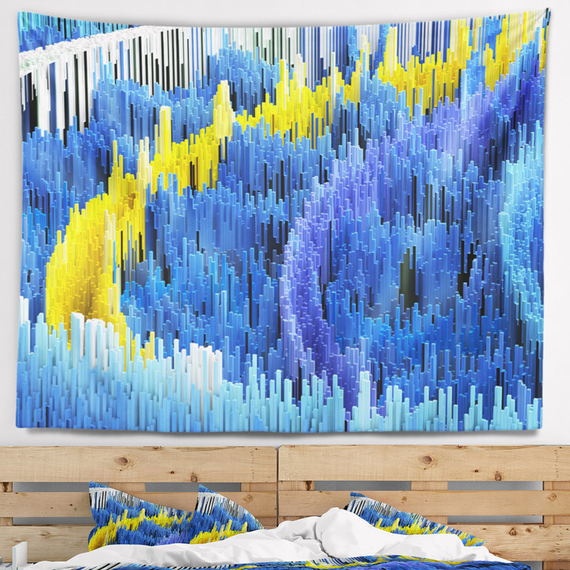 Tapisserie Macro Render Structure bleu jaune, H 50 po x l 60 po
