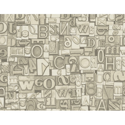 Seabrook Designs Latte Headley Letters Unpasted Wallpaper