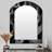 Through The Rabbit Hole Black White Maze III - Geometric Arch Wall Mirror, Black Asymmetrical Decorative Mirror, Printed Metal Art-1267952267
