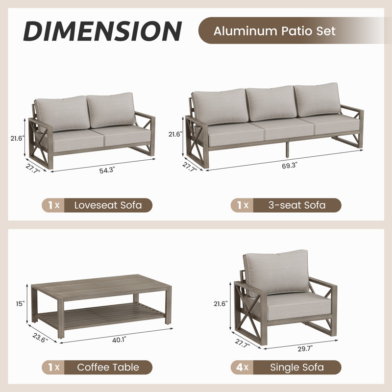 Ensemble de conversation pour patio 7 pièces Colerain