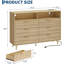 Commode 6 tiroirs pour la chambre à coucher, commodes de 47,2 po de largeur avec lumières DEL et station de charge, conception à profil courbé, tiroirs en bois cannelé avec poignée dorée, commode moderne pour le salon-243701201
