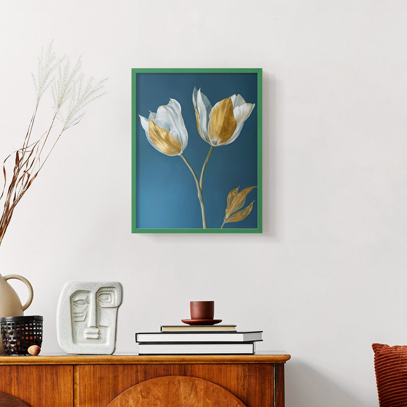 FLORAL Series CXL - reproduction encadrée de qualité supérieure - prête à être accrochée - aucun clou requis, Vert