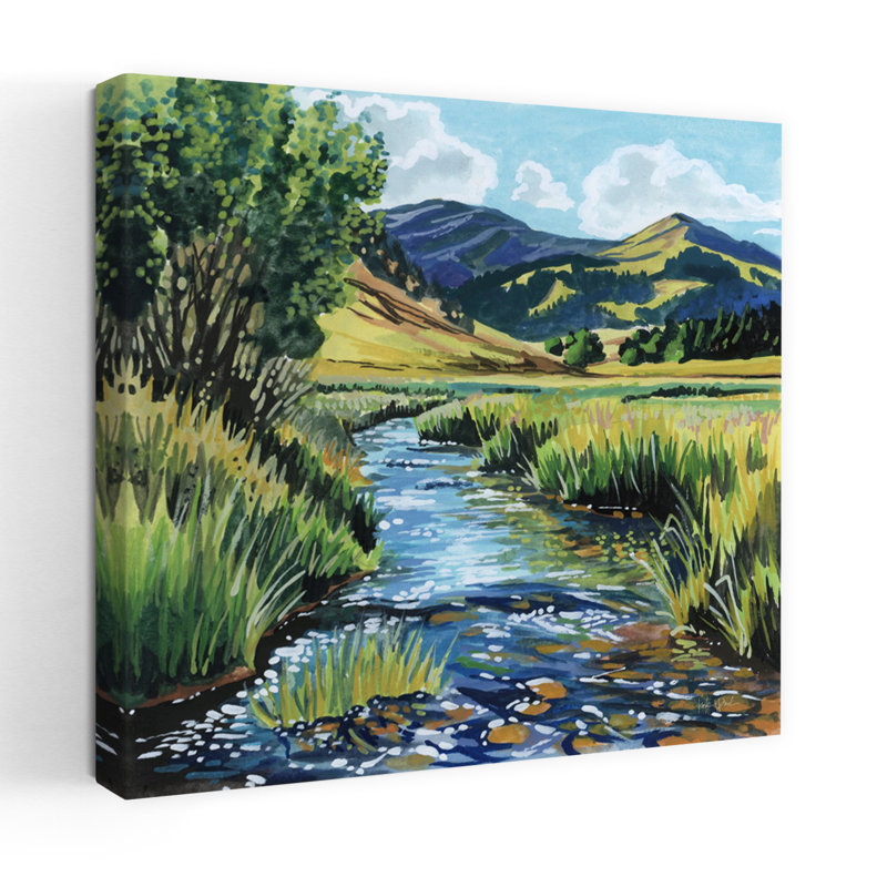 Open Mountain Stream Contemporary Art, 32" H x 32" W