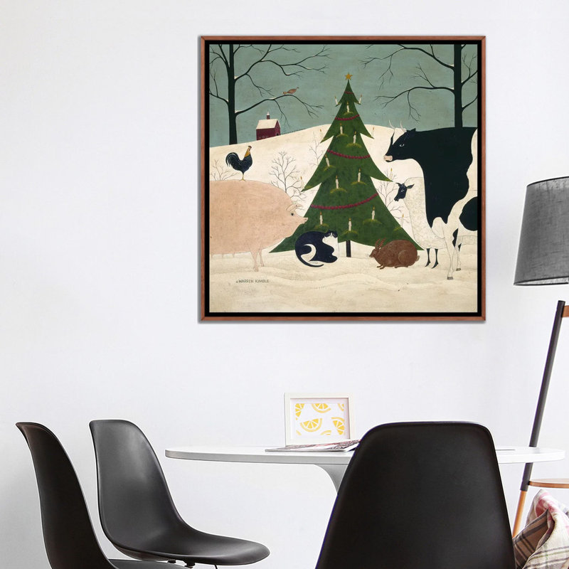 Invité de Noël - reproduction d'art murale - toile encadrée, H 37 po x l 37 po, Impression encadrée sans passe-partout, Brun