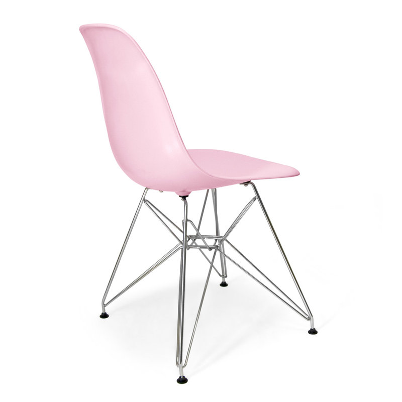 Mid-Century Classic Pink Matte Metal Side Chair