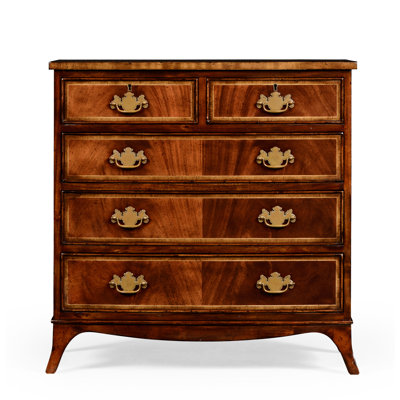 Table de chevet en bois massif à 5 tiroirs Buckingham en acajou antique