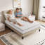 Linen fabric soft bed frame with USB charging port-2127216260-2127216262