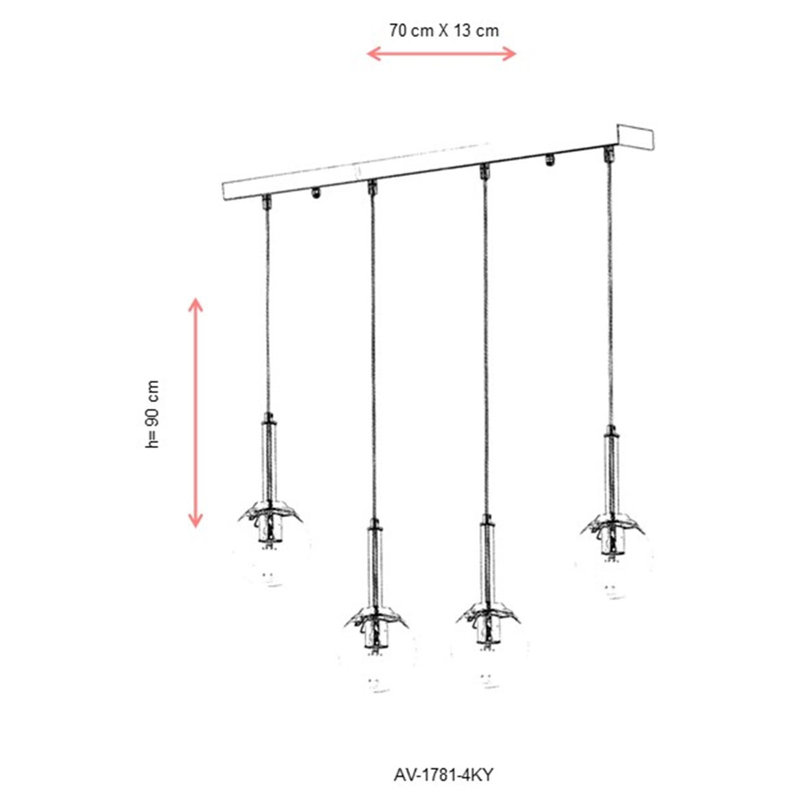 Luminaire suspendu à 4 lumières pour îlot de cuisine