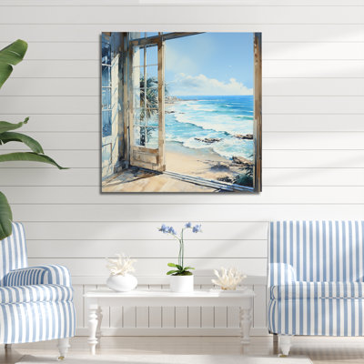 «Coastal Window View By The Beach II» - art mural côtier