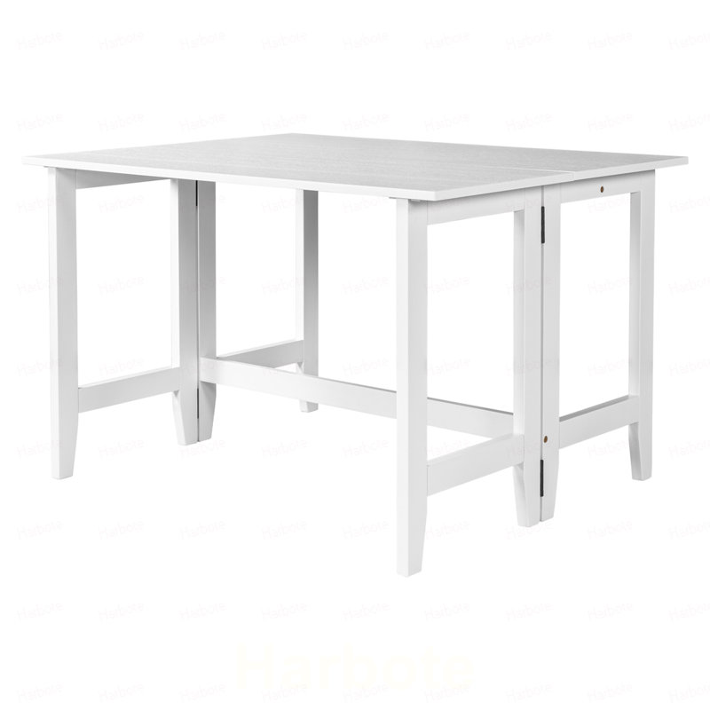 Table de salle à manger extensible en bois avec abattant pour petits espaces, White