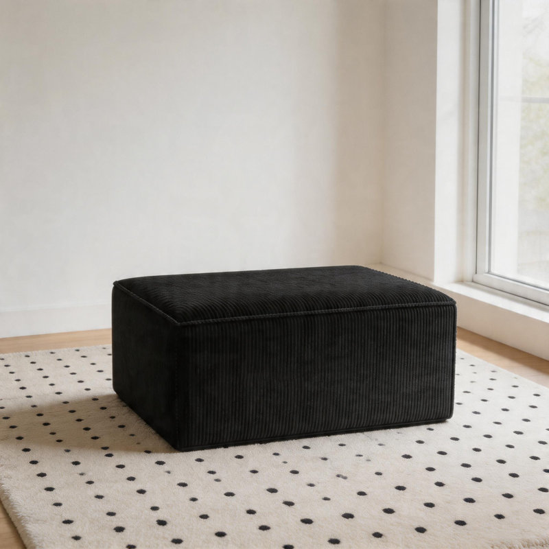 Repose-pieds 29,5 po Velours côtelé modulaire en mousse sans assemblage requis, Noir