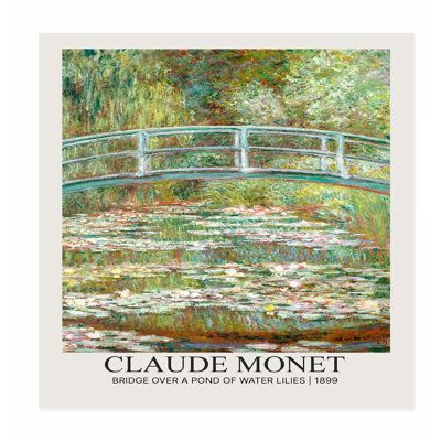 Architecture et bâtiments, pont Claude Monet au-dessus d'un étang de nénuphars, reproduction d'art classique sans cadre