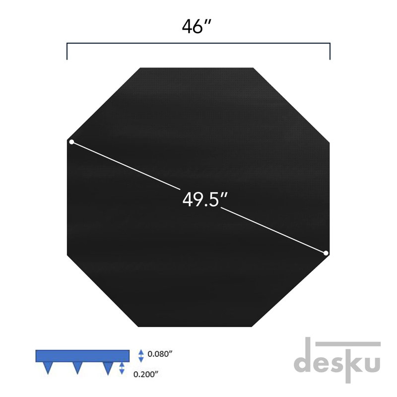 Round Chair Mat with Straight Cut Edge for Firm Surfaces, Black