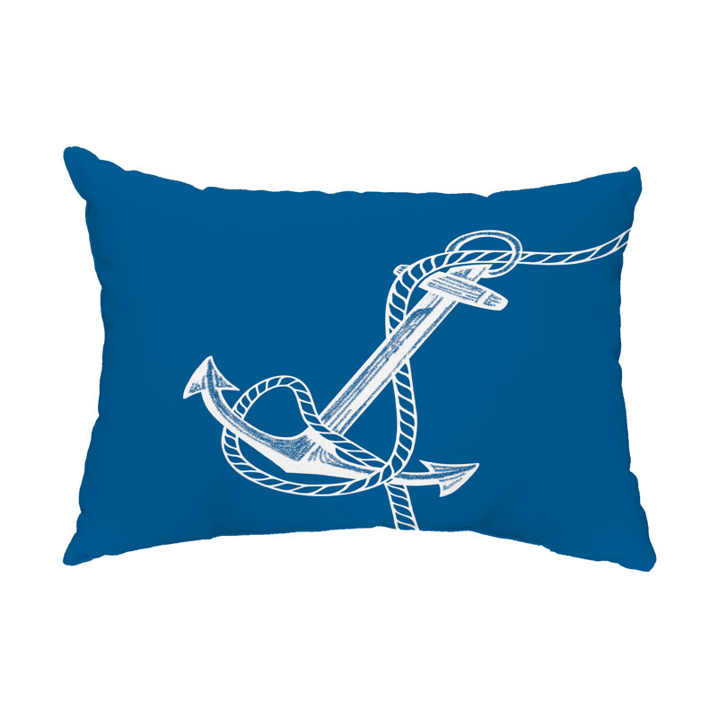 Nautical Nights Anchor & Rope Outdoor Pillow Cover & Insert, Blue, Rectangle 14" H  x 20" W