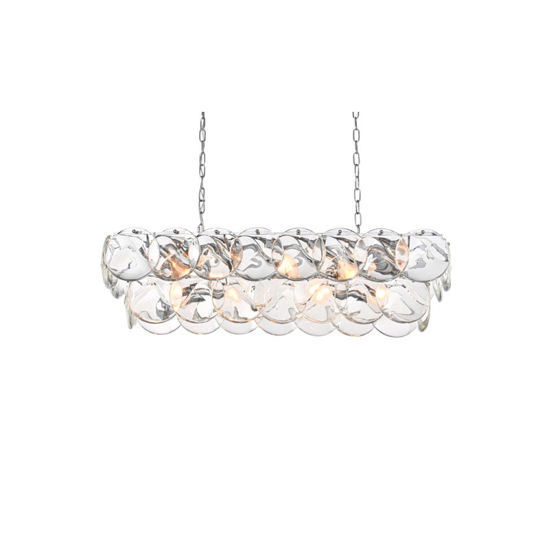 Lustre en cristal 36 pouces Ikeny, 14 lumières, Chrome chrome, H 10 po x l 36 po x P 12 po