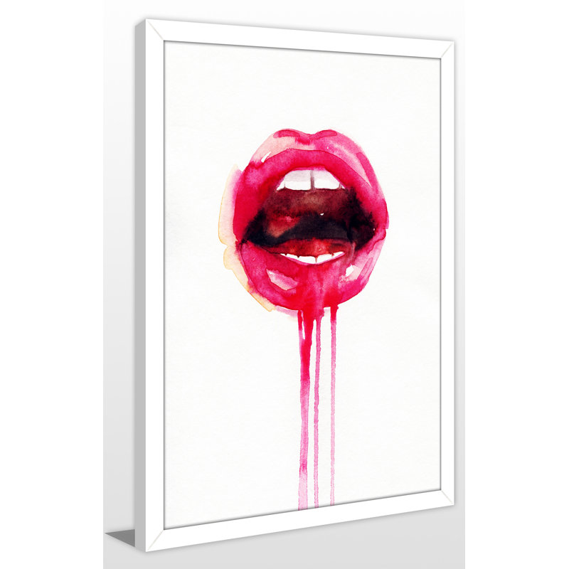 « lèvres », reproduction d’art encadrée, H 39,5 po x l 27,5 po x P 0,75 po