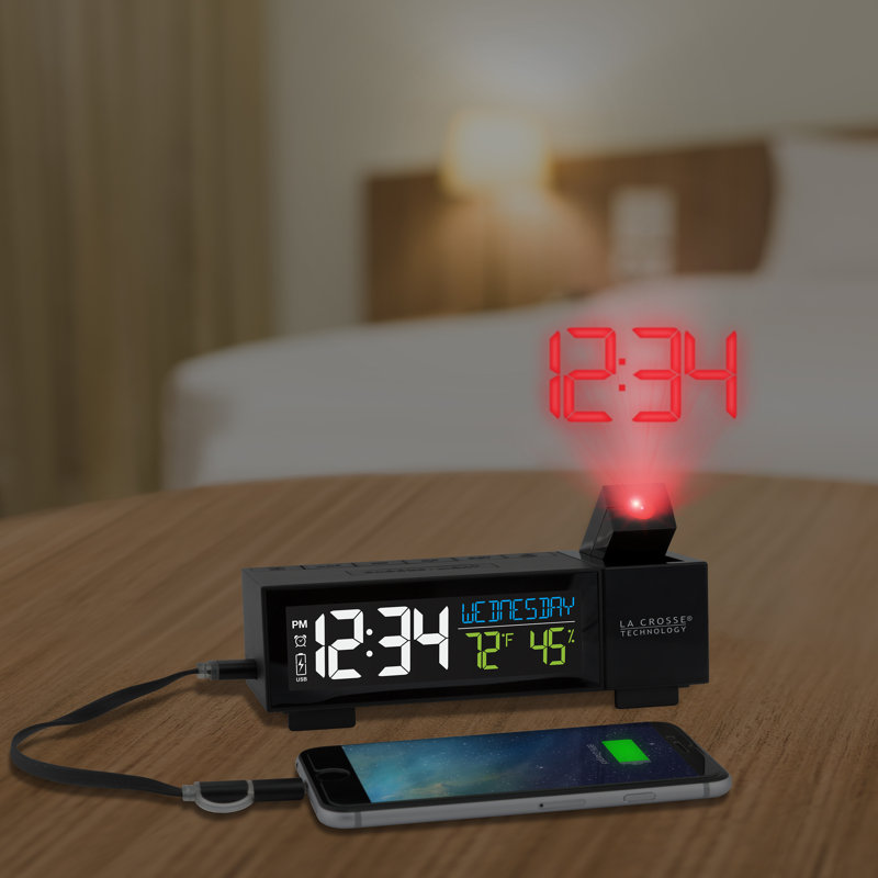 Modern & Contemporary Digital Battery/plugged-in Tabletop Clock with Alarm in Black