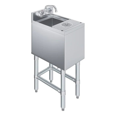 Évier de bar commercial en acier inoxydable avec station de rinçage, robinet et dosseret de 3 po Express Kitchquip Certifié NSF